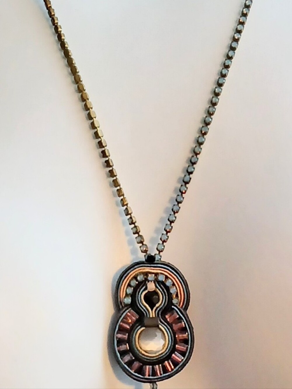 Dori Csengeri Designer Soutache Pendant Necklace Handmade Textile Art Jewelry